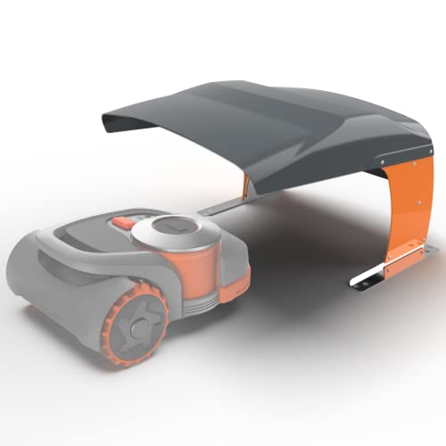 Mähroboter Garage Kompatibel mit Segway NaviMow | Rasenroboter Garage 76x63x48 cm Hergestellt aus ABS mit UV-Schutz | Blockiert Keine GPS und WiFi Signale (Schwarz/Orange)